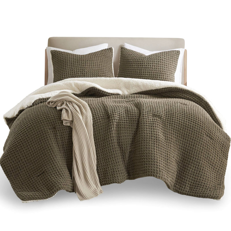 Édredon en chenille tricoté gaufré double - rembourrage confortable et confortable 100% doux
