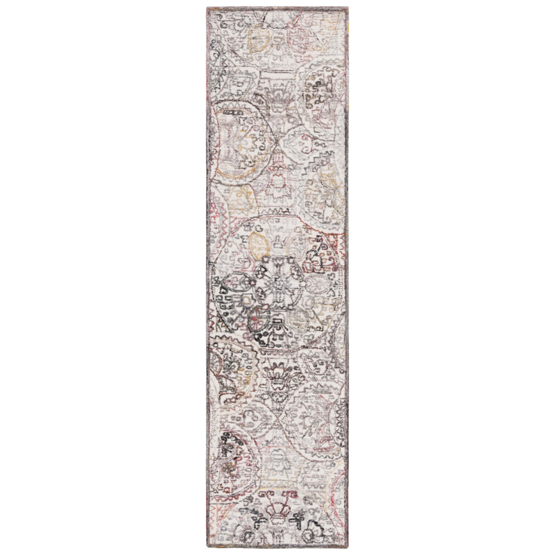 Metro Hand Tufted Wool/Cotton with Cotton Backing Geometric Rug in Ivory/Red, Runner 2'3" x 9'