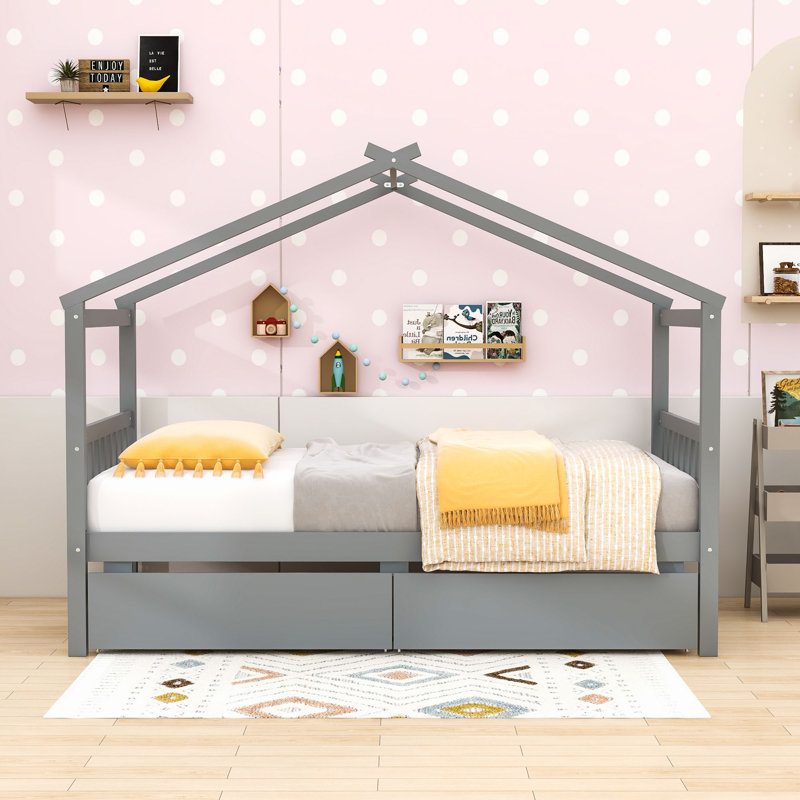 Lit simple avec tiroirs de rangement Ar Orlando, Noyer