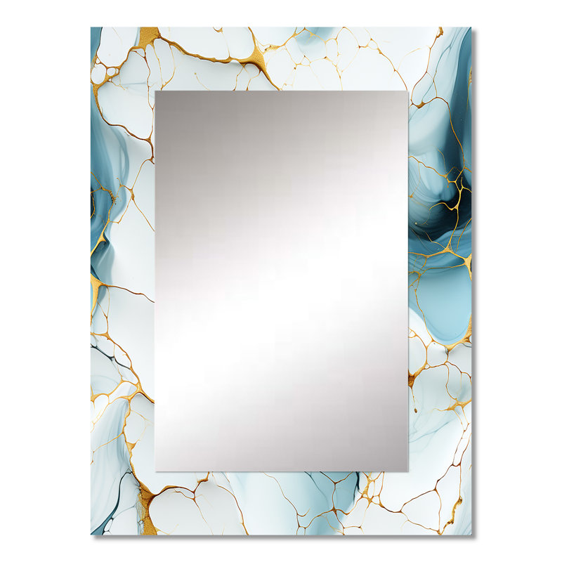 Oriental Elegance Marble Pattern - marble  Decorative Wall Mirror, Modern Mirror, Printed Metal Art, 32" x 24"