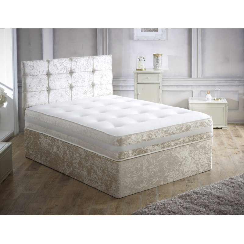 Ceda Pocketsprung Divan Bed Set, Double (4'6), Cream, 2 Drawers Foot End