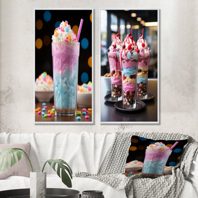 Rose gros plan Milkshake Indulgence I - ensemble de 2 impressions sur toile pour aliments et boissons