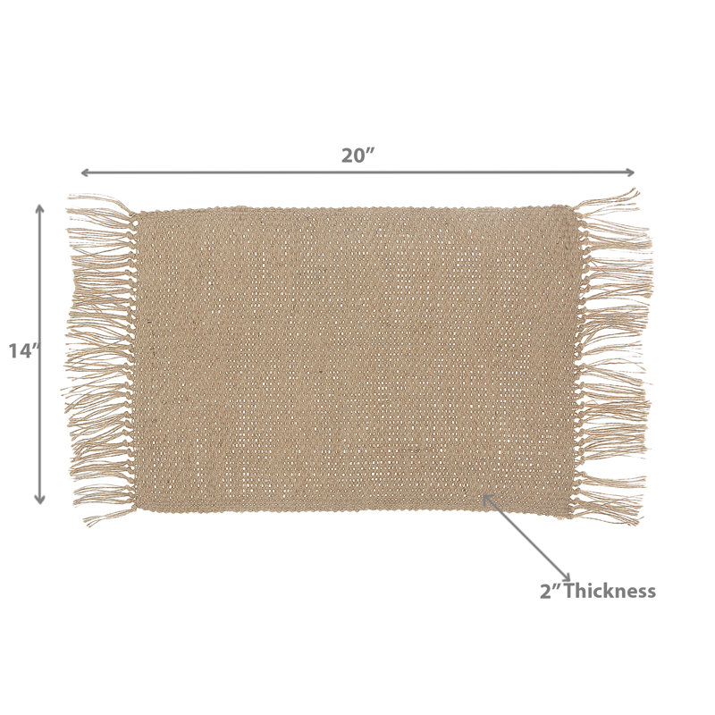 Napperon rectangulaire en jute tissé à la main 14 x 20 - ensemble de 12