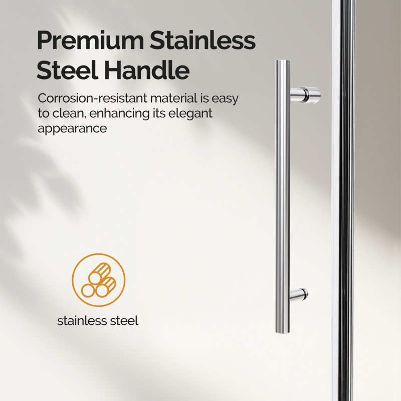 68"-72"W x 76"H Frameless Sliding Shower Door with 3/8" SGCC Tempered Glass,304 Stainless Steel Hardware, Chrome