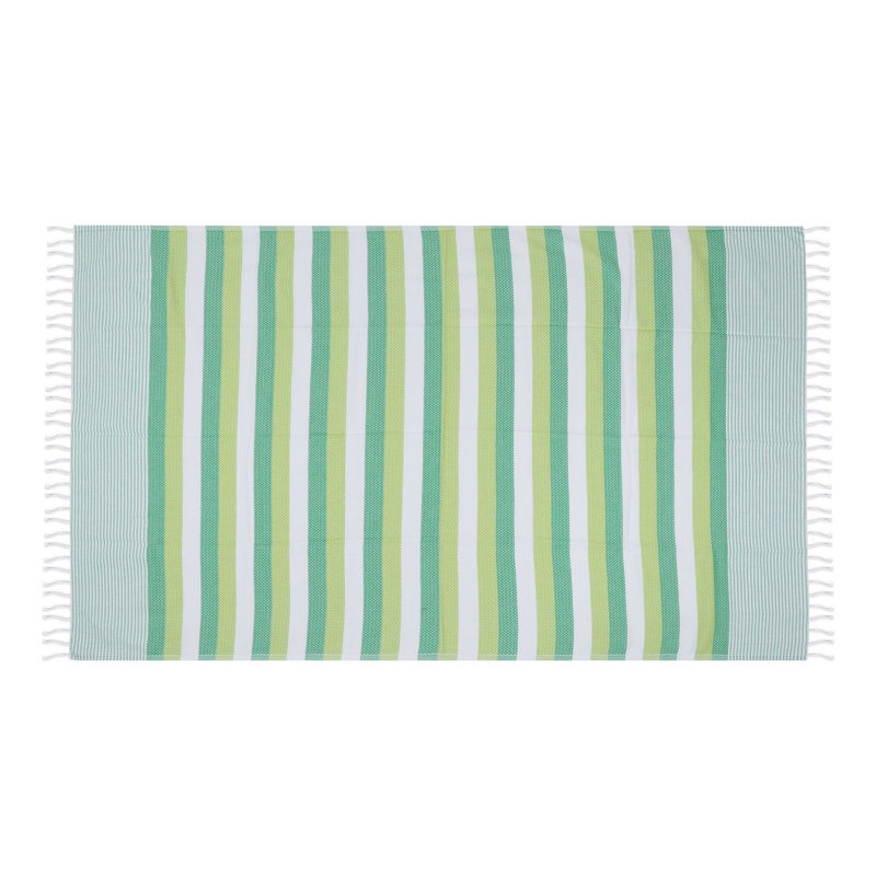 Serviette de plage 100% coton Eldridge, Vert / blanc
