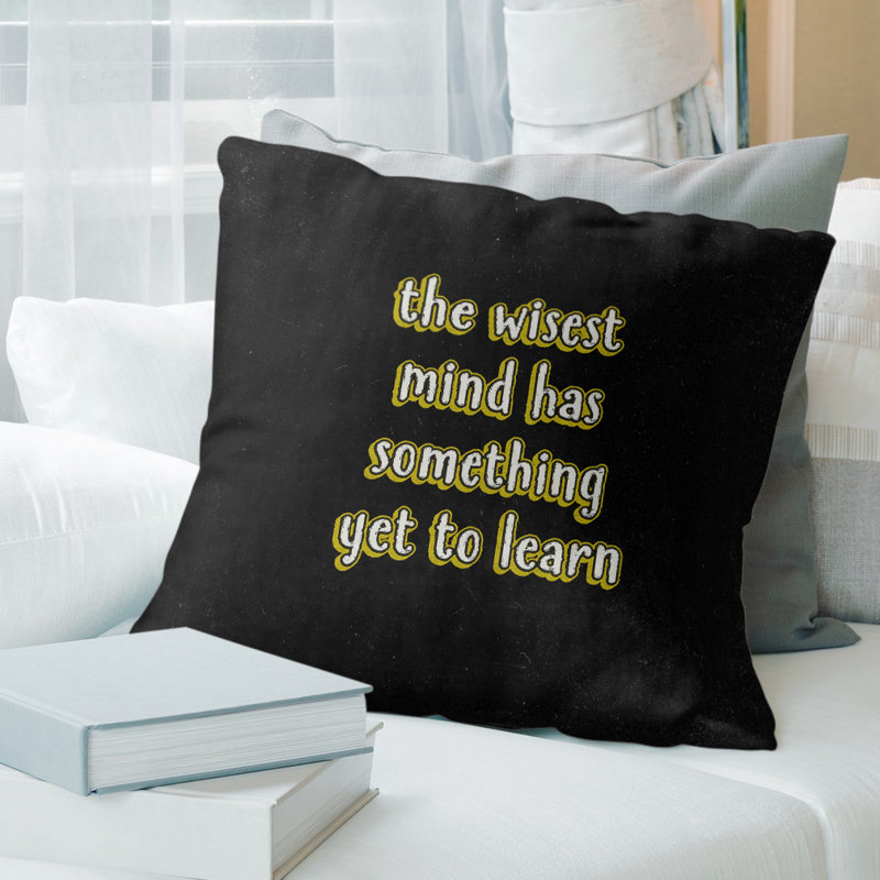 Coussin de style tableau d'apprentissage inspirant, Jaune, 26 po x 26 po, Housse de coussin seulement - sans insert