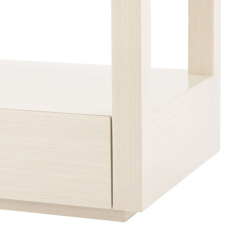 Gavin Glass End Table, Blanched Oak