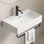 Lavabo vasque blanc pour salle de bain, fixation murale, finition polie lisse, glacis non poreux brillant, ouverture de drain standard
