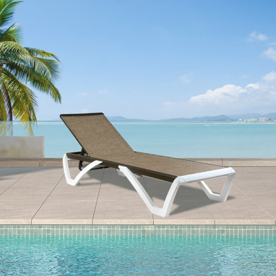 Yaiza 77" Patio Chaise Lounge Chair - Full Flat Aluminum & Resin Legs, Outdoor Reclining Adjustable by Wrought Studio