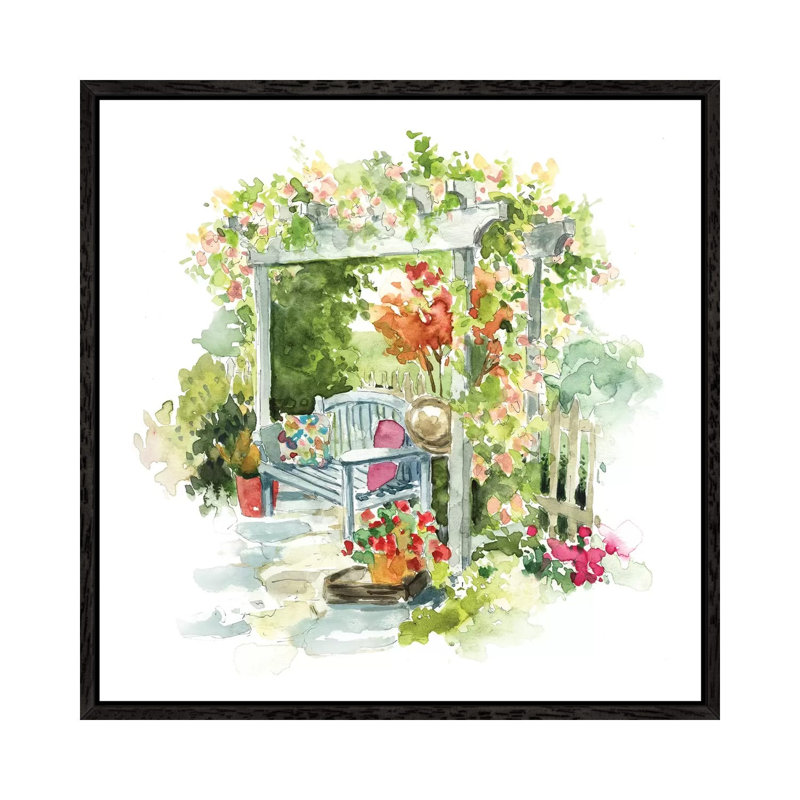 Garden Retreat by Carol Robinson - Print on Canvas, 45.72 cm H x 45.72 cm W, Black Framed