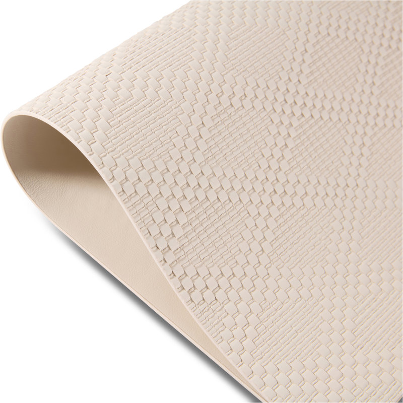  Basel Diamond Design Reversible Premium Vegan Leather 12" X 18" Rectangular Placemats Set Of 4, Beige