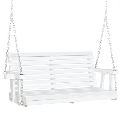 Porch Swing With Chains And Cupholders,  Wooden Patio Swing Chair
