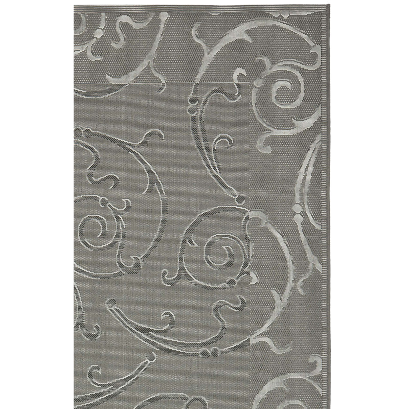 Tapis intérieur / extérieur noir / gris à motif géométrique Arneshia, Rectangle 8 pi x 11 pi