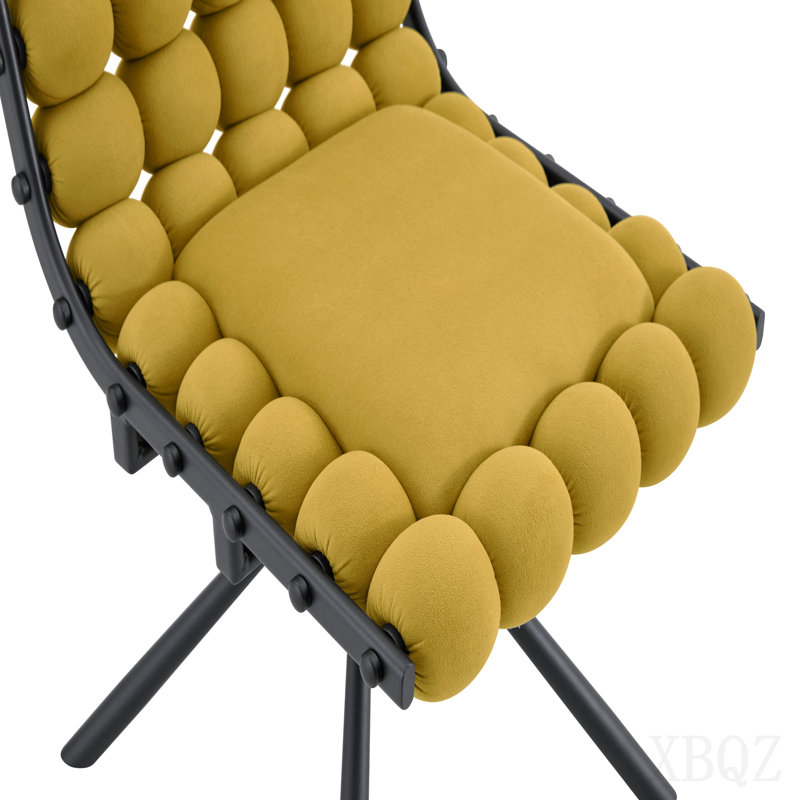 Ensemble de 2 chaises de salle à manger avec chaise à bulles et pieds en velours avec pieds noirs et chaises capitonnées modernes