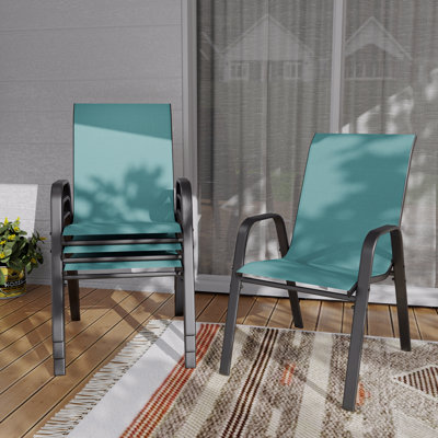 Ensemble de chaises d'extérieur 4 pièces - Siège large, capacité de 350 lb - Structure en métal Teslin imperméable et résistante à la rouille - Support lombaire ergonomique - Idéal pour la terrasse, le restaurant, la salle de banquet