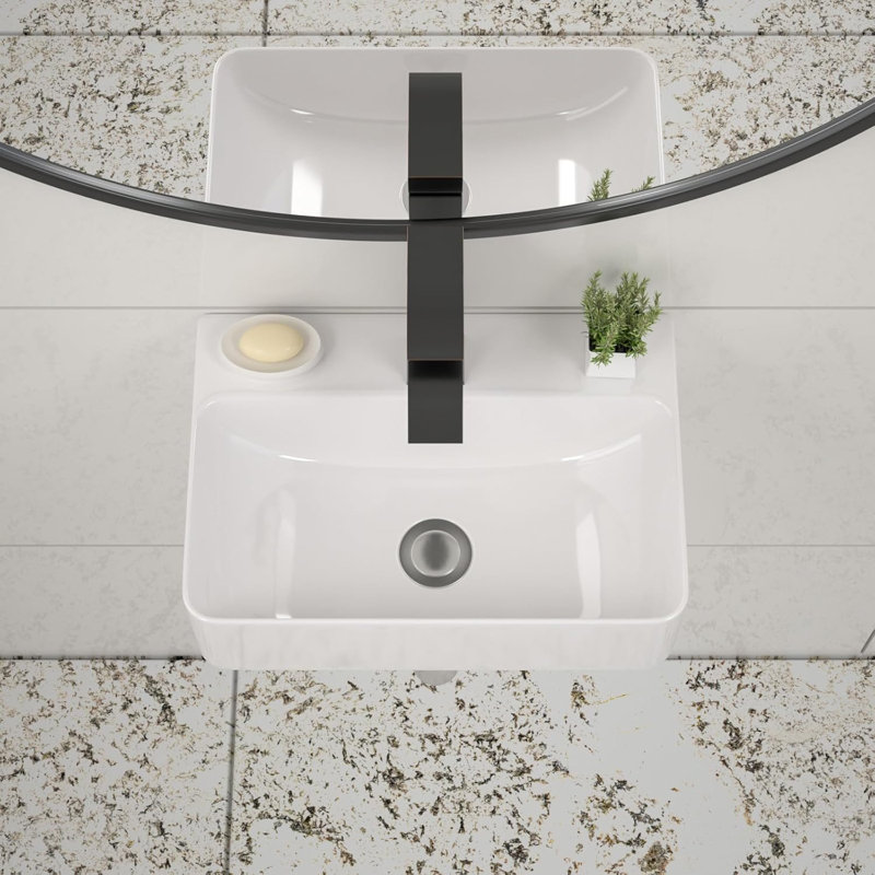 Lavabo de salle de bain mural en céramique avec design européen pour espaces compacts