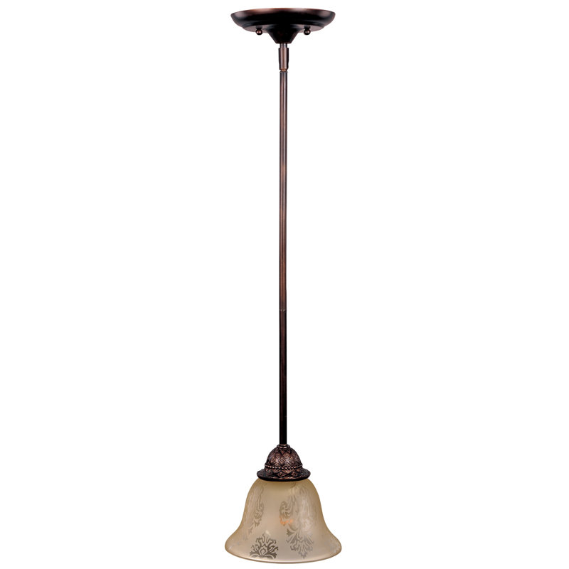 Luminaire suspendu en forme de cloche à 1 lumière Hopson, Ambre écran