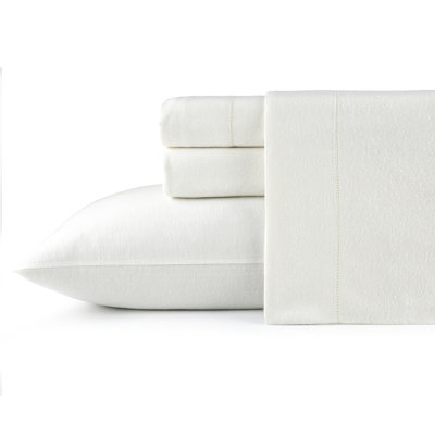Pointehaven 180 GSM Cotton Pearl Ivory Flannel Deep Pocket 4 pc Sheet Set, California King