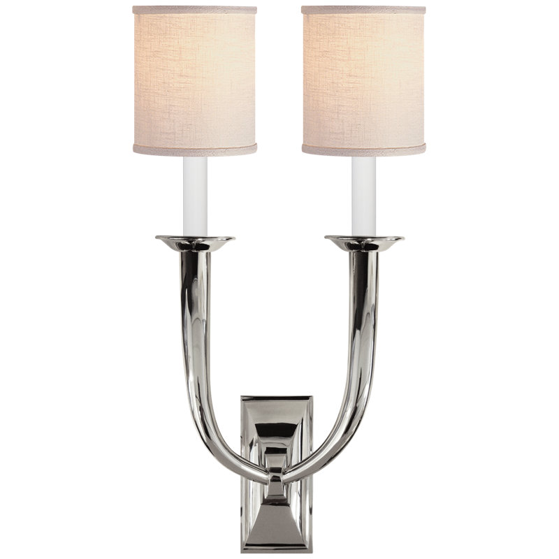 French 2 - Light Armed Sconce, Polished Nickel