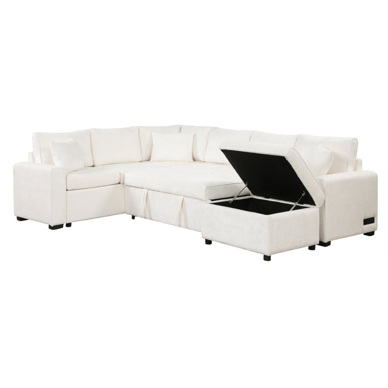 Canapé-lit 112,2 po, Crème, crème, 4