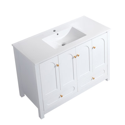 Meuble-lavabo classique avec lavabo en céramique et portes à fermeture douce Vela