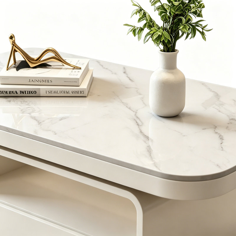 Macalester, H 16,53 po x L 47,24 po x l 23,62 po, Gray/White, Marble
