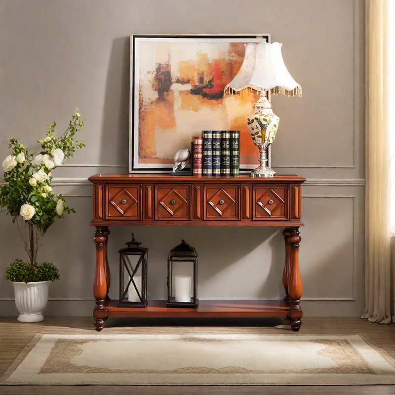 Console American Retro, H 35,04 po x l 48,43 po x P 15,75 po, Brun