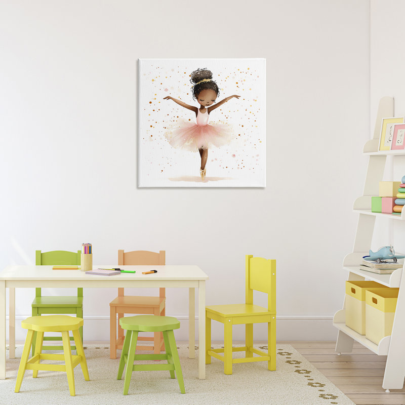 Ballerine rose avec toile dorée, design by Creative Studio, H 24 po x l 24 po