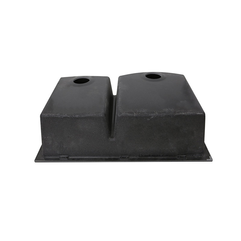 Plymouth 33'' L Double Basin Kitchen Sink, Black