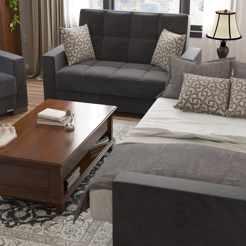 Causeuse convertible avec rangement Primenest Zenaero Collection, Microfibre noire