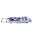Chaise de plage à structure en aluminium, fini bleu et dossier réglable sur 5 positions, idéale pour le camping et les pique-niques.