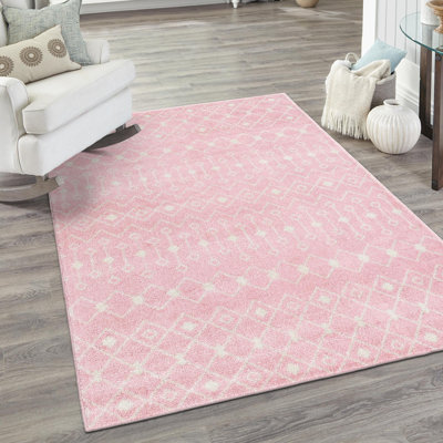 Tapis rose en polypropylène tissé à la machine Briehn