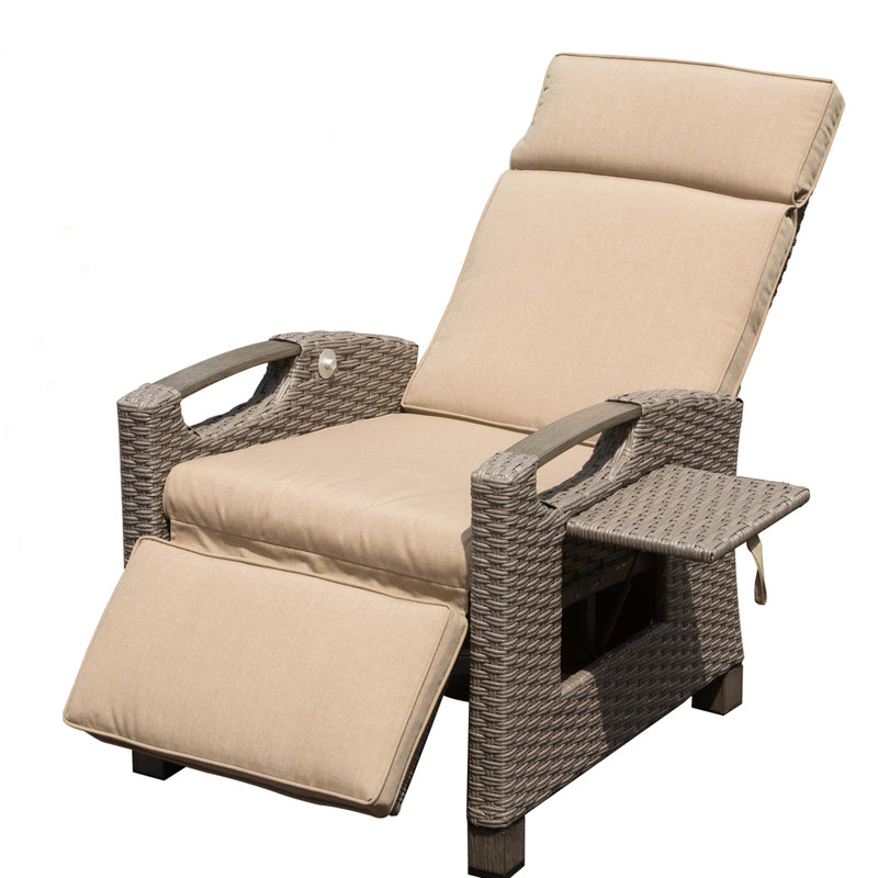 Méridienne d'extérieur inclinable avec motif - beige, tissé à la main, coussins confortables, inclinable réglable tissé à la main, angle, épais pour les loisirs