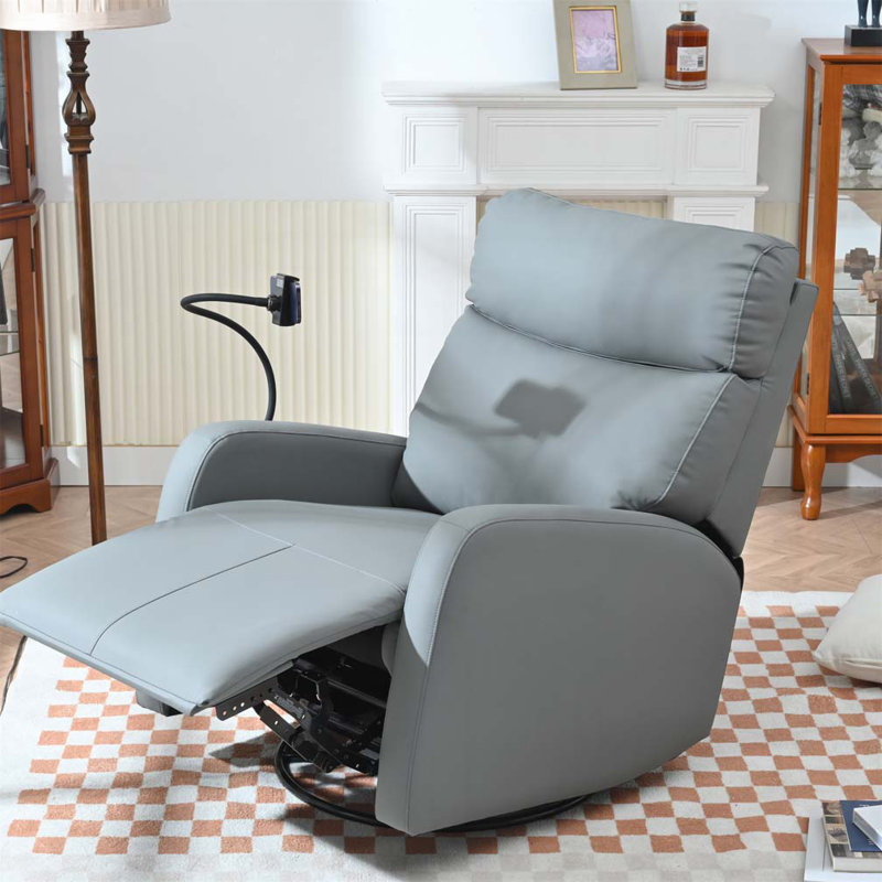 Swivel Rocker Recliner Chair with Phone Holder