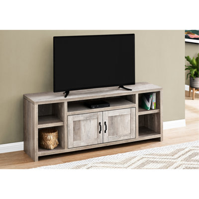 Meuble télé 60 po Taupe, console avec rangement pour chambre et salon, meuble de rangement de style moderne, taupe, chambre à coucher, style ornemental