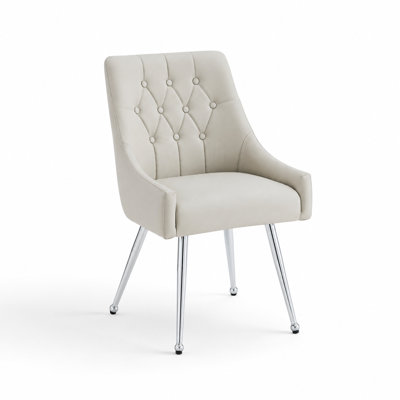 Modern Tufted Faux Leather Upholstered Dining Accent Chair Set of 2, Versatile Seating Solution for Dining Rooms, Conference Spaces, Casual Cafes, Home Offices, and Living Areas, Featuring Ergonomic Support, Sturdy Durable Construction
