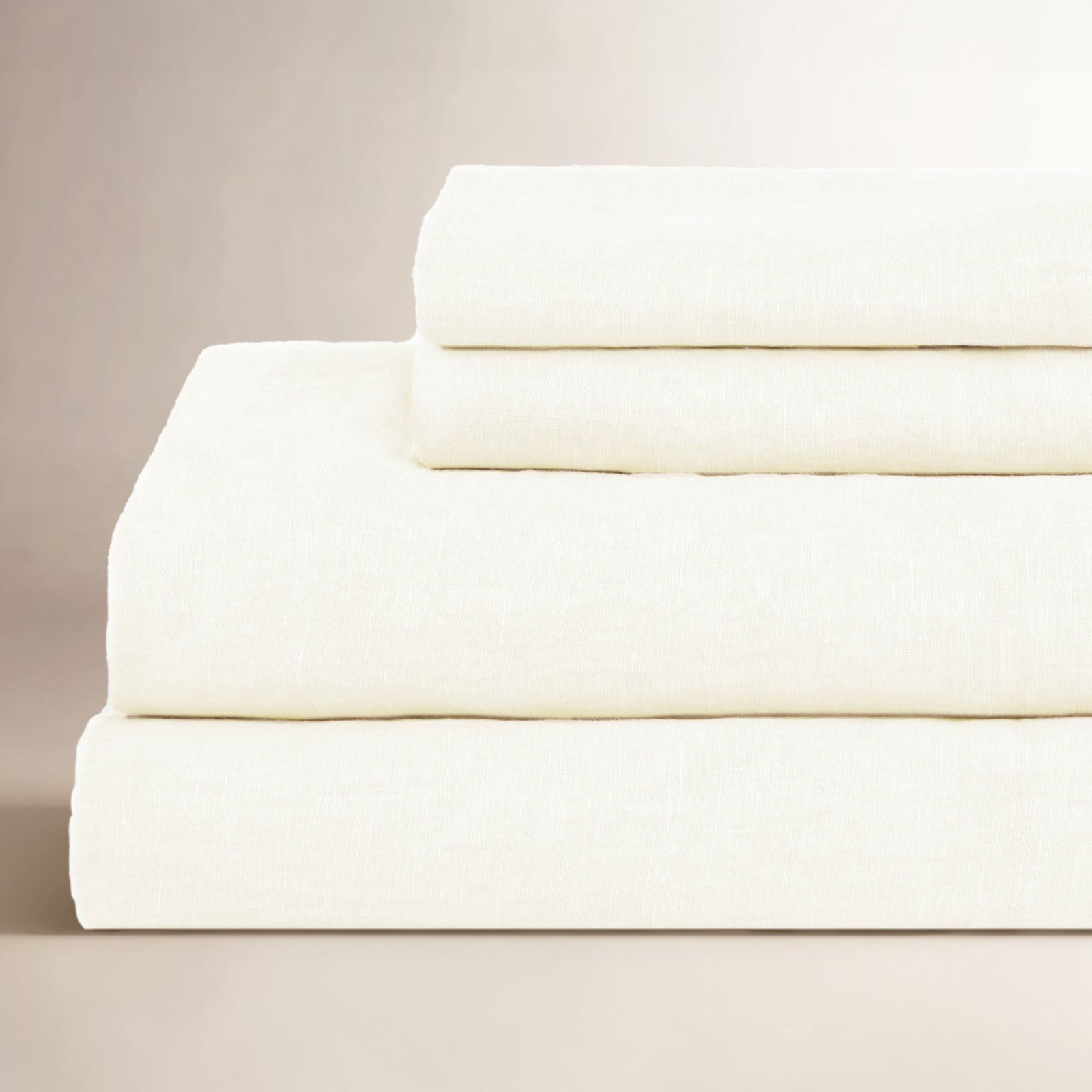 Linen Sheet Set, Cream, Twin Sheet Set with 1 Pillowcase
