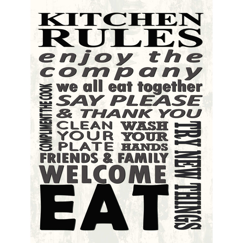 Kitchen House Rules - Impression sur toile tendue, H 16 po x l 12 po