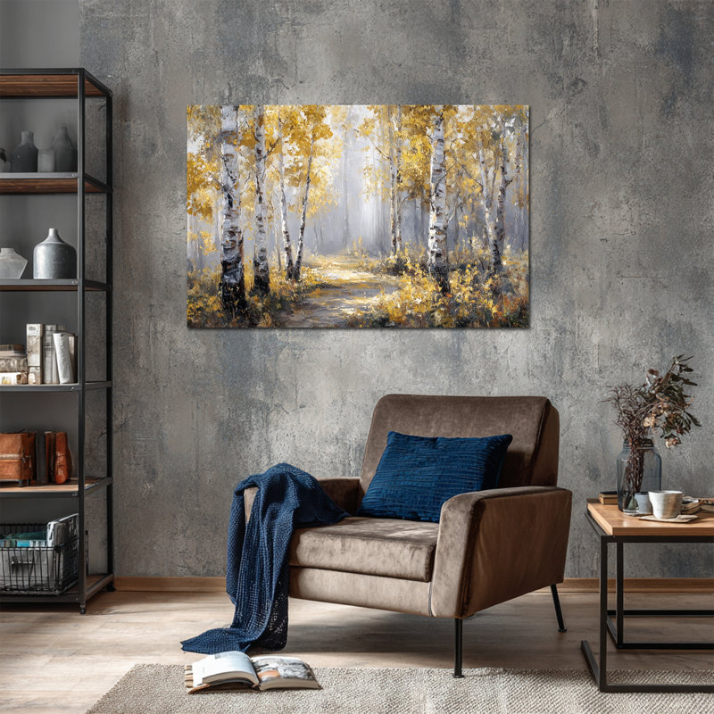 Décoration murale Birch Tree - Élégante forêt, art mural sur toile pour la chambre à coucher, magnifique œuvre d'art de paysage de nature avec trembles pour le salon, cadre en toile de pin tendue, 20 po x 30 po