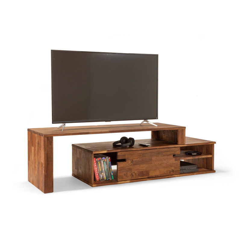 Meuble télé ajustable en noyer massif pour téléviseur de 65 po ou moins Zanesfield