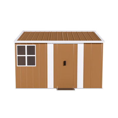 8X10 Foot Heavy Duty Metal Storage Shed With Windows, Lockable Door And Ventilation - Weatherproof Outdoor Garden Sheds