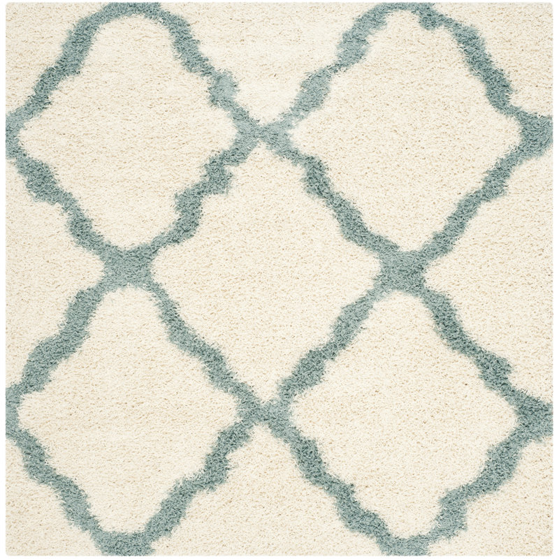 Tapis ivoire / bleu clair Alonnah, Carré 4 pi