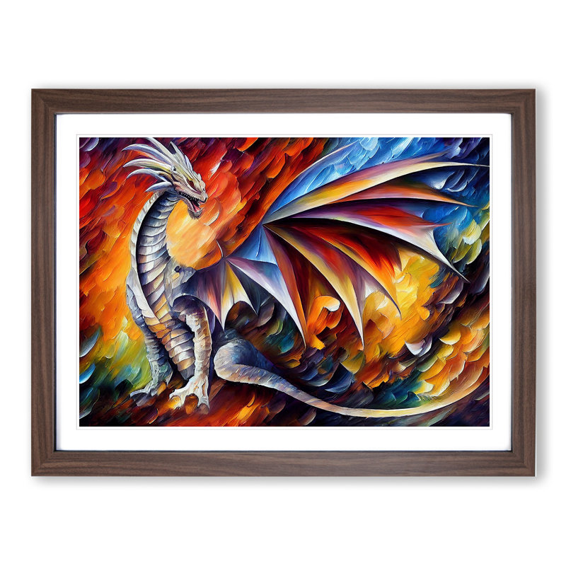 XH1022-2771X Dragon Art Vol.1 - Single Picture Frame Print, Walnut Framed, 46cm H x 64cm W x 2cm D