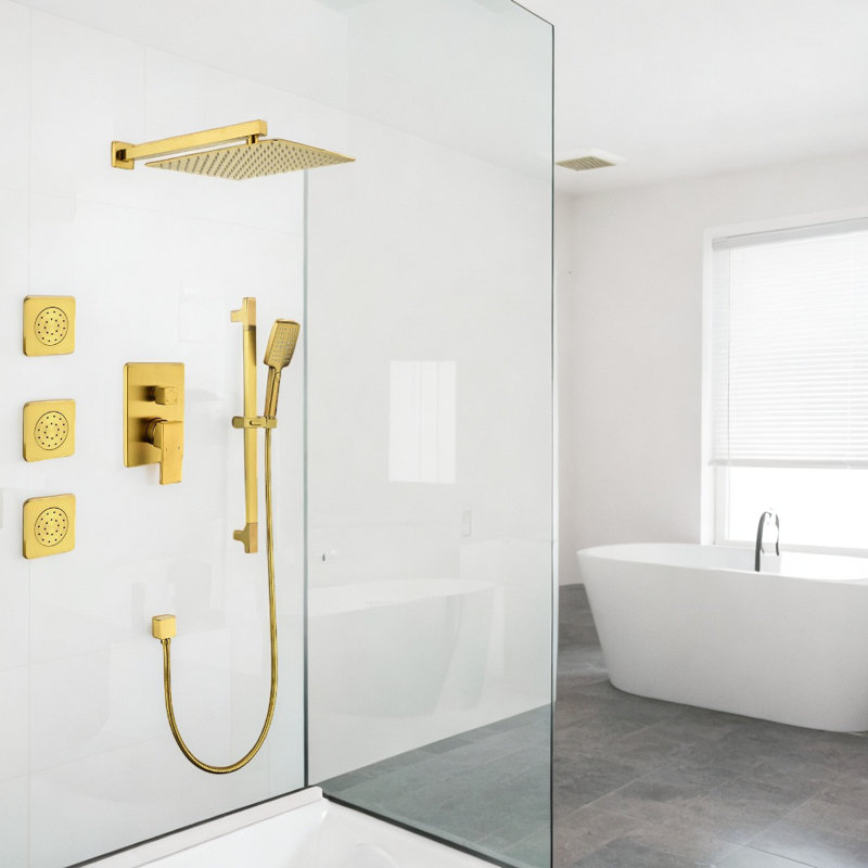 Wall-Mounted Complete Shower System, Gold