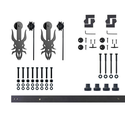 Ensemble de quincaillerie à deux portes sans dérivation à conception simple Black Rustic Imperial (porte non incluse)