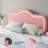 Upholstered Bed Frame with Adjustable Headboard and Footboard, Velvet Princess Platform Bedframe for Kids/Girls-1506505175-1506505172