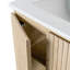 Meuble-lavabo mural de 61 cm (24 po) avec lavabo en céramique, armoire à 2 portes, tablette réglable en forme de U, charnières à fermeture douce, poignées dissimulées et rangement latéral ouvert