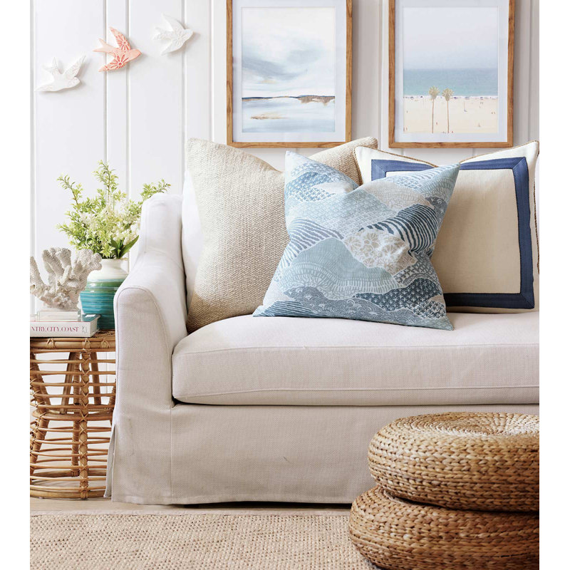 Maritime Appliqued Linen Throw Pillow