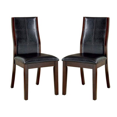 Chaises de salle à manger de style transitionnel 2 pièces - cerisier brun, siège rembourré, bois massif, chaises à dossier courbé en cerisier, rembourrage de siège, attribut, maquillage de bois