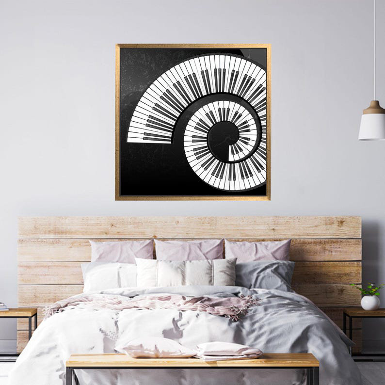 Stylish 3D Music-Themed Canvas Wall Art Featuring Piano Keys, 40 cm H x 40 cm W, Framed Print without Mat, Gold